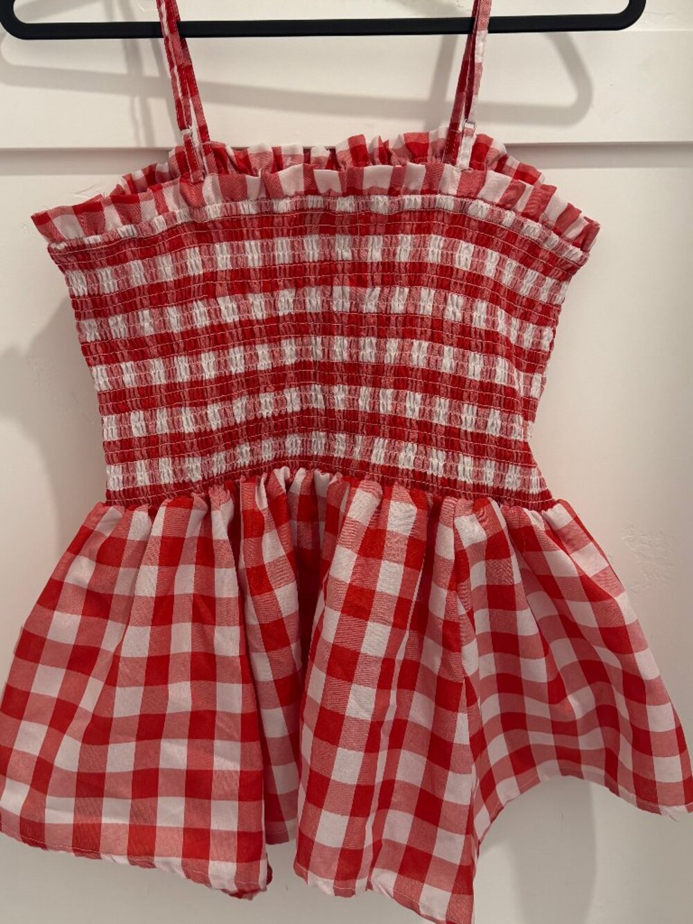 Who’s That Girl 3X Red White Gingham Smocked Peplum Cami Top Cottagecore